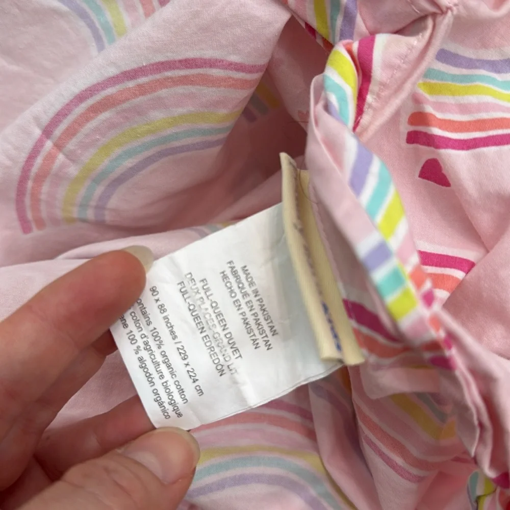 Pottery Barn Kids Rainbow Hearts Pink Duvet Set Full‎ Queen